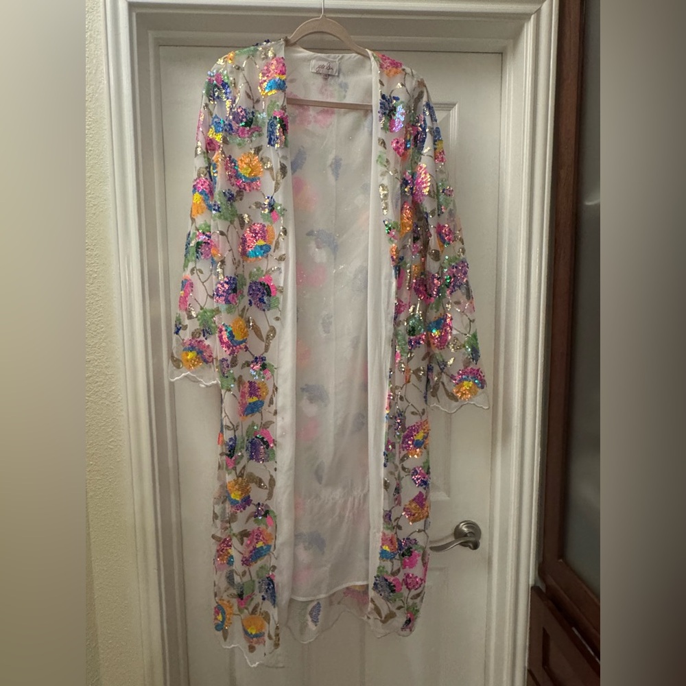 Jess Lea Sequin Dazzling Lined Duster Kimono